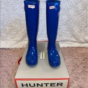 💕Auth💕 Hunter Tall Gloss Blue Boots